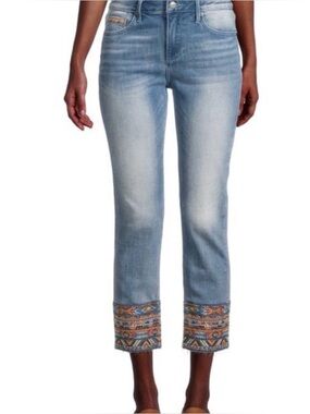 Womens Driftwood Colette Embroidered Slim Straight Aztec Denim Jeans Size 26
